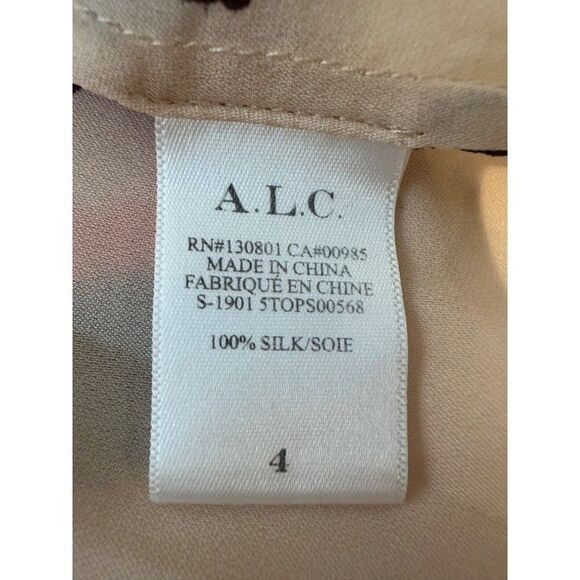 A.L.C Jules Floral Long Sleeve V-neck Silk Blouse Size 4 - Picture 7 of 10